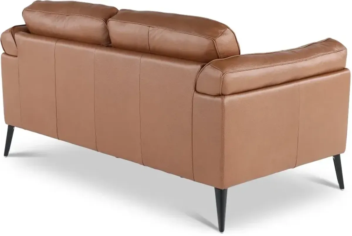 Paris Brown Leather Loveseat