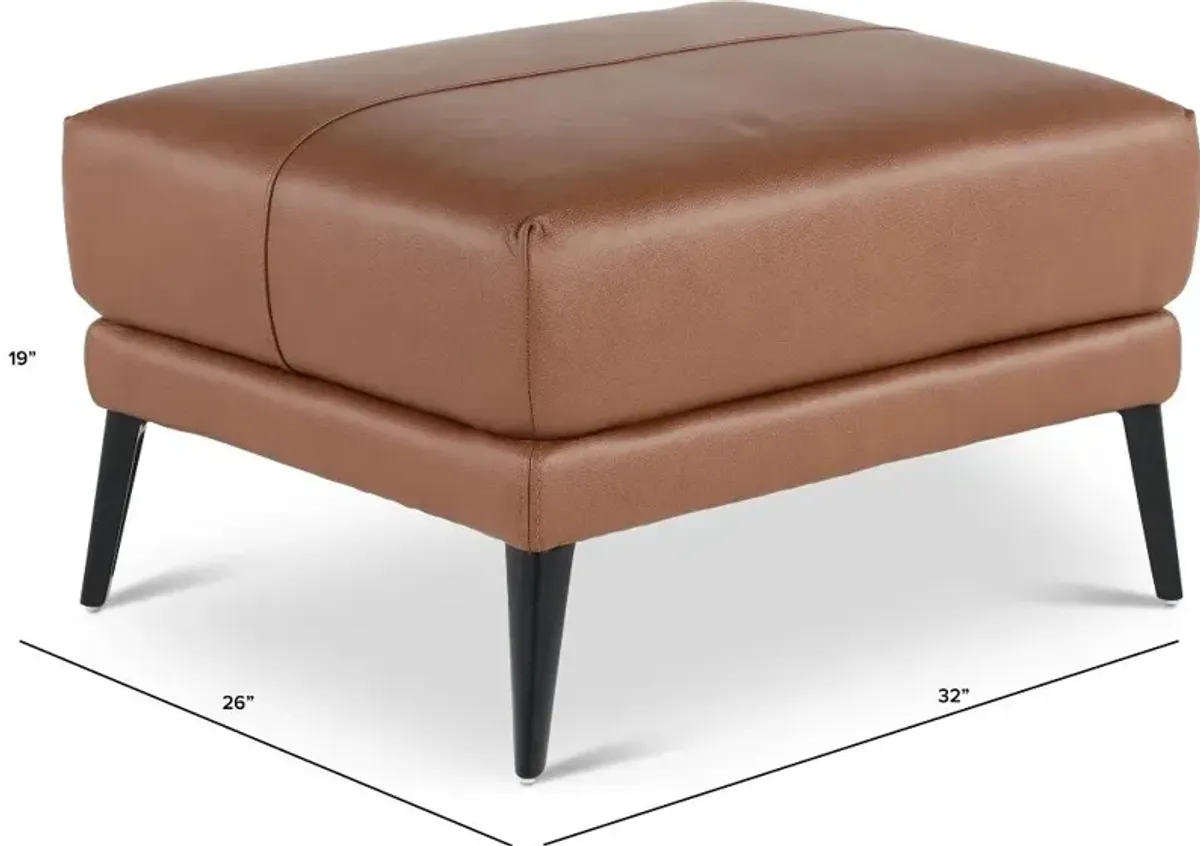 Paris Brown Leather Ottoman