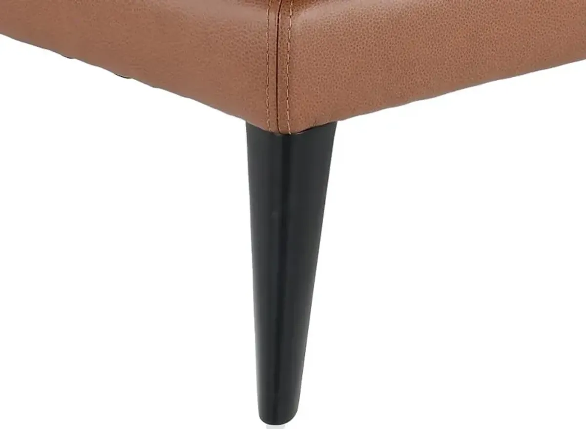 Paris Brown Leather Ottoman