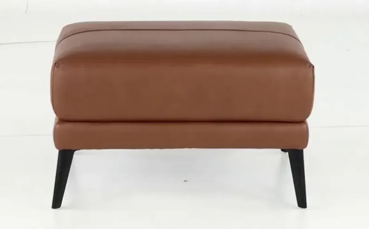 Paris Brown Leather Ottoman