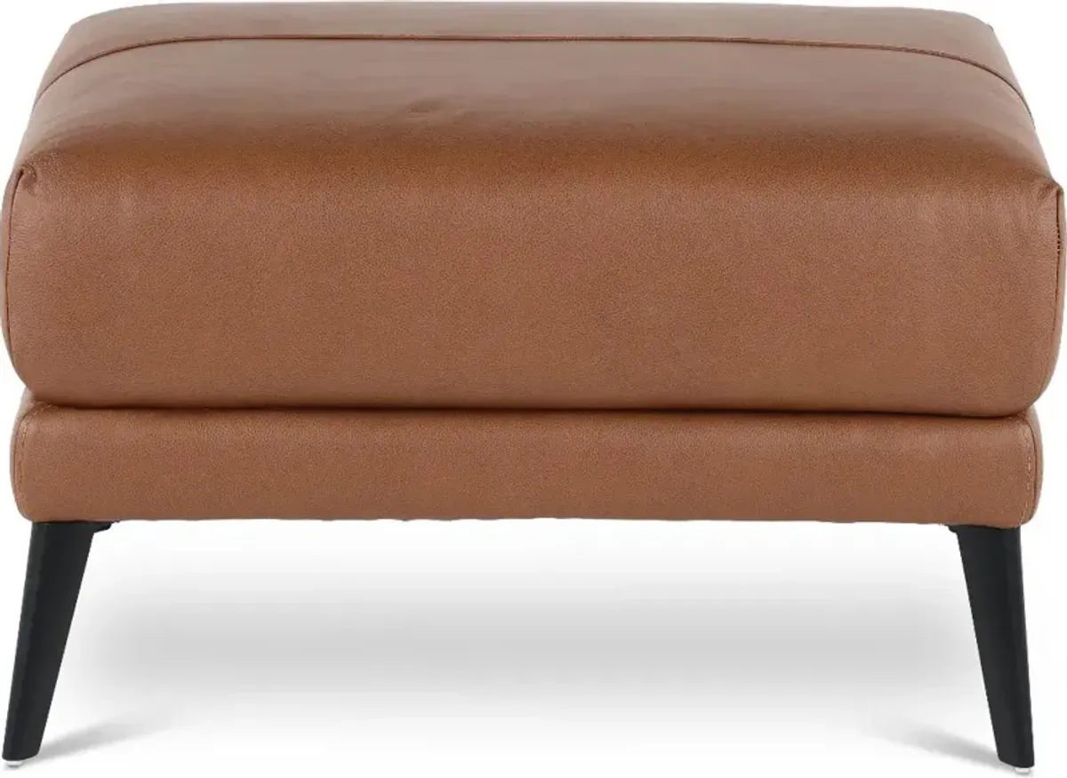 Paris Brown Leather Ottoman