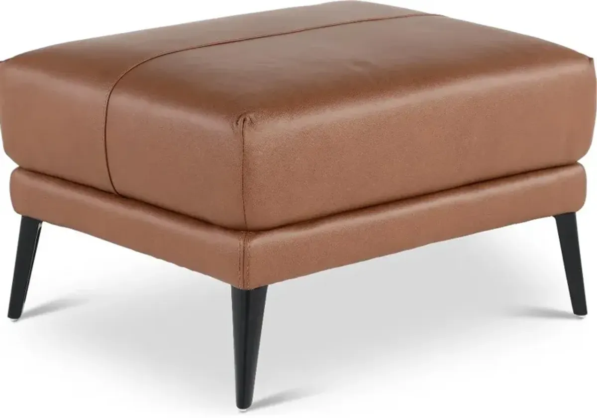 Paris Brown Leather Ottoman