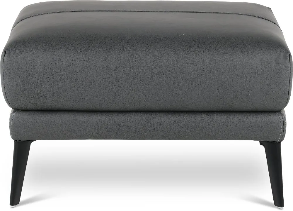 Paris Gray Leather Ottoman