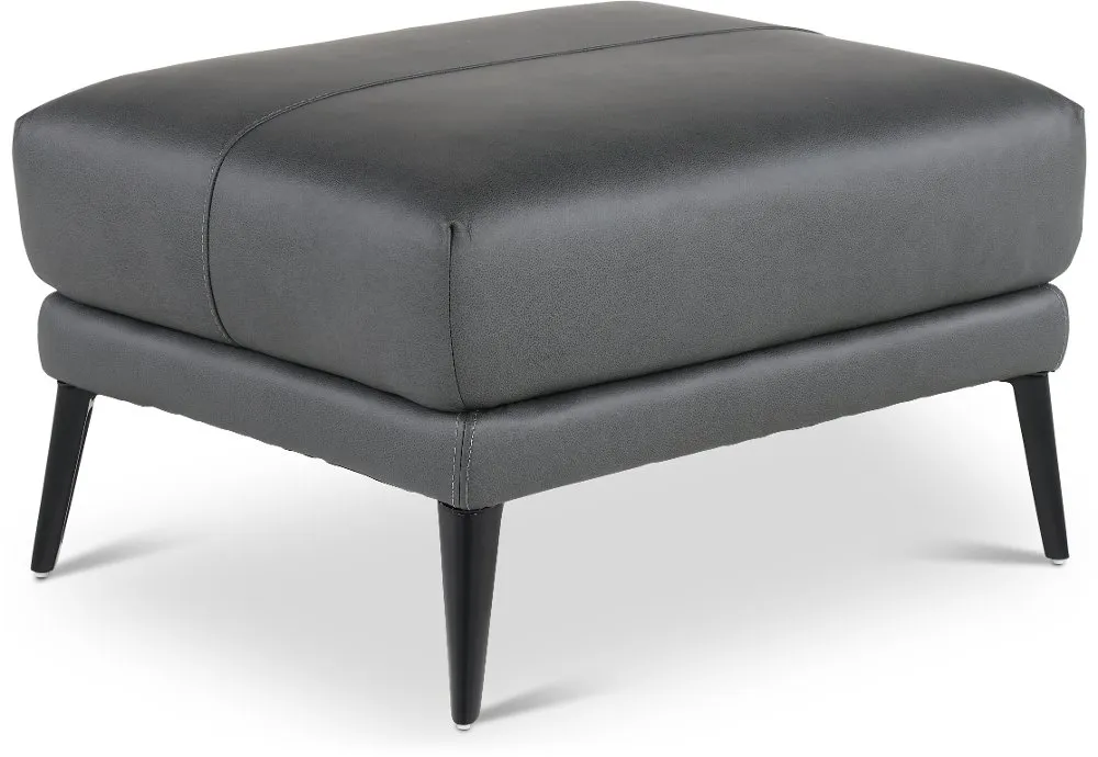 Paris Gray Leather Ottoman