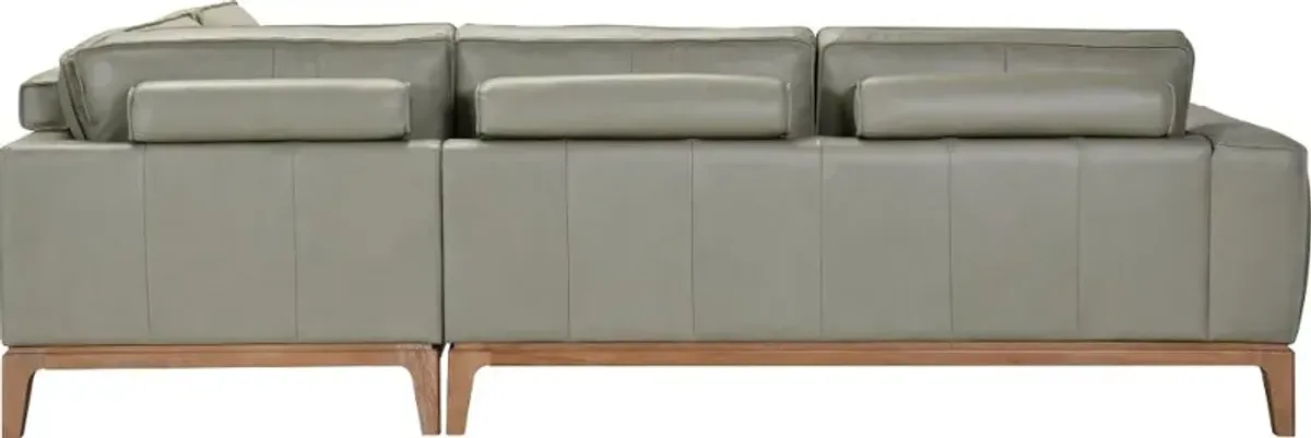 Texas Sage Green Leather 2 Piece Sectional