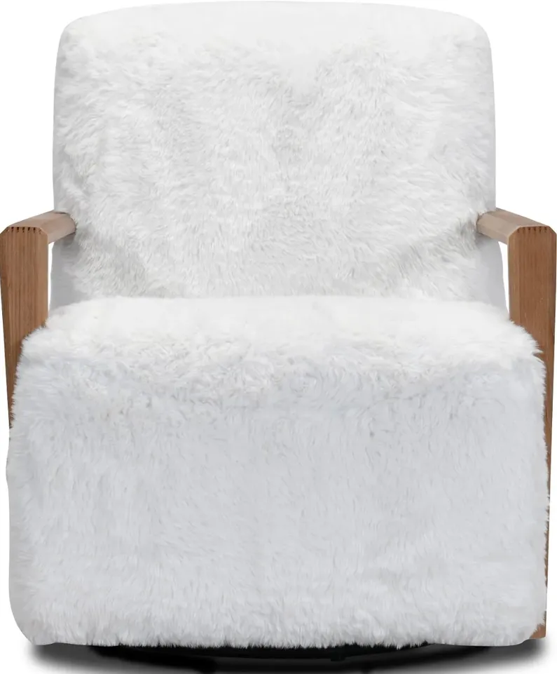 Texas White and Natural Swivel Chair