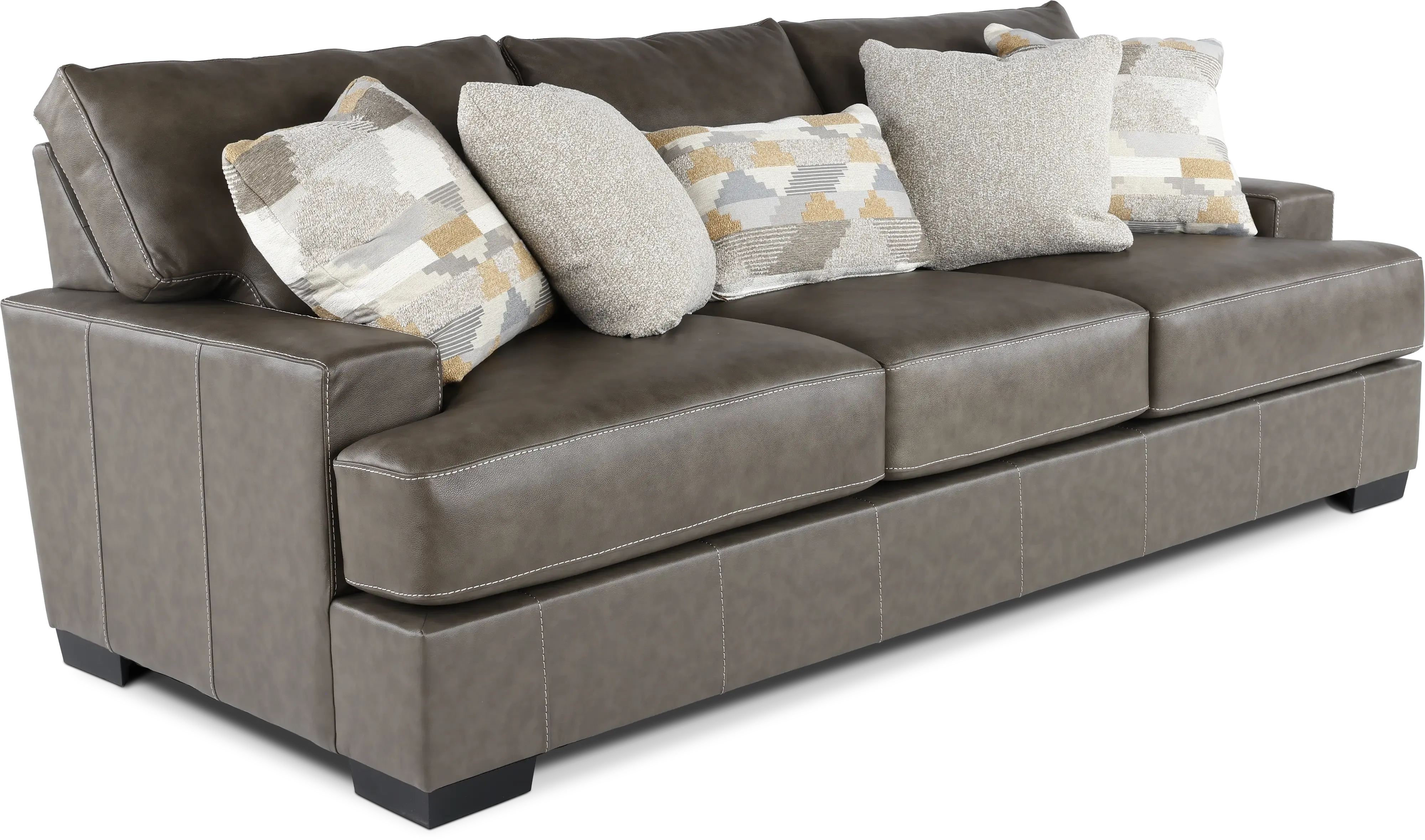 Dodge Gray Leather-Match Sofa