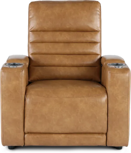 Copley Camel Brown Power Recliner with Power Headrest