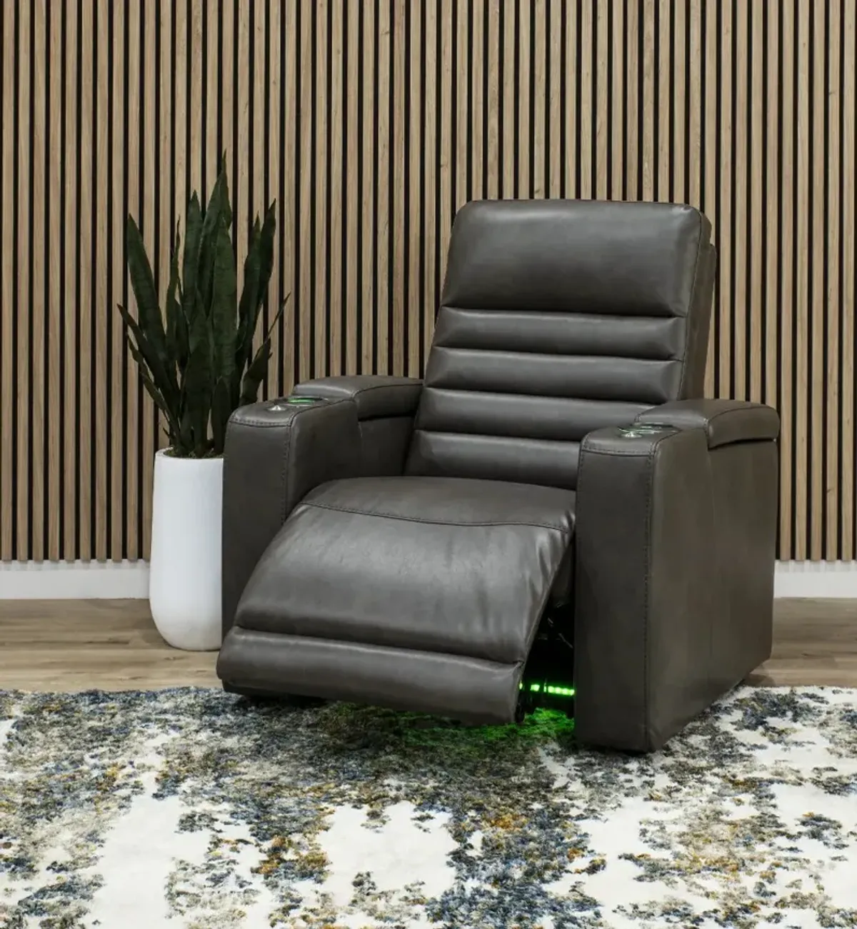 Copley Slate Gray Power Recliner with Power Headrest