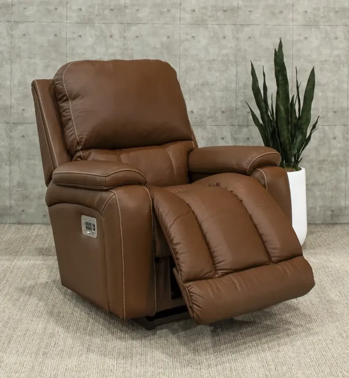 Greyson Caramel Power Rocker Recliner with Headrest and Lumbar