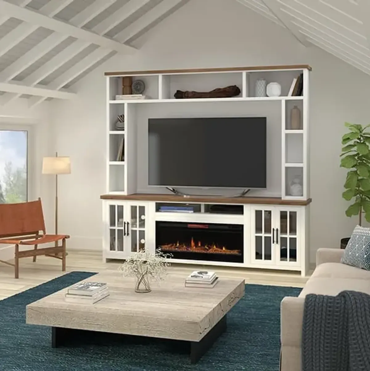 Hampton White Fireplace Entertainment Center