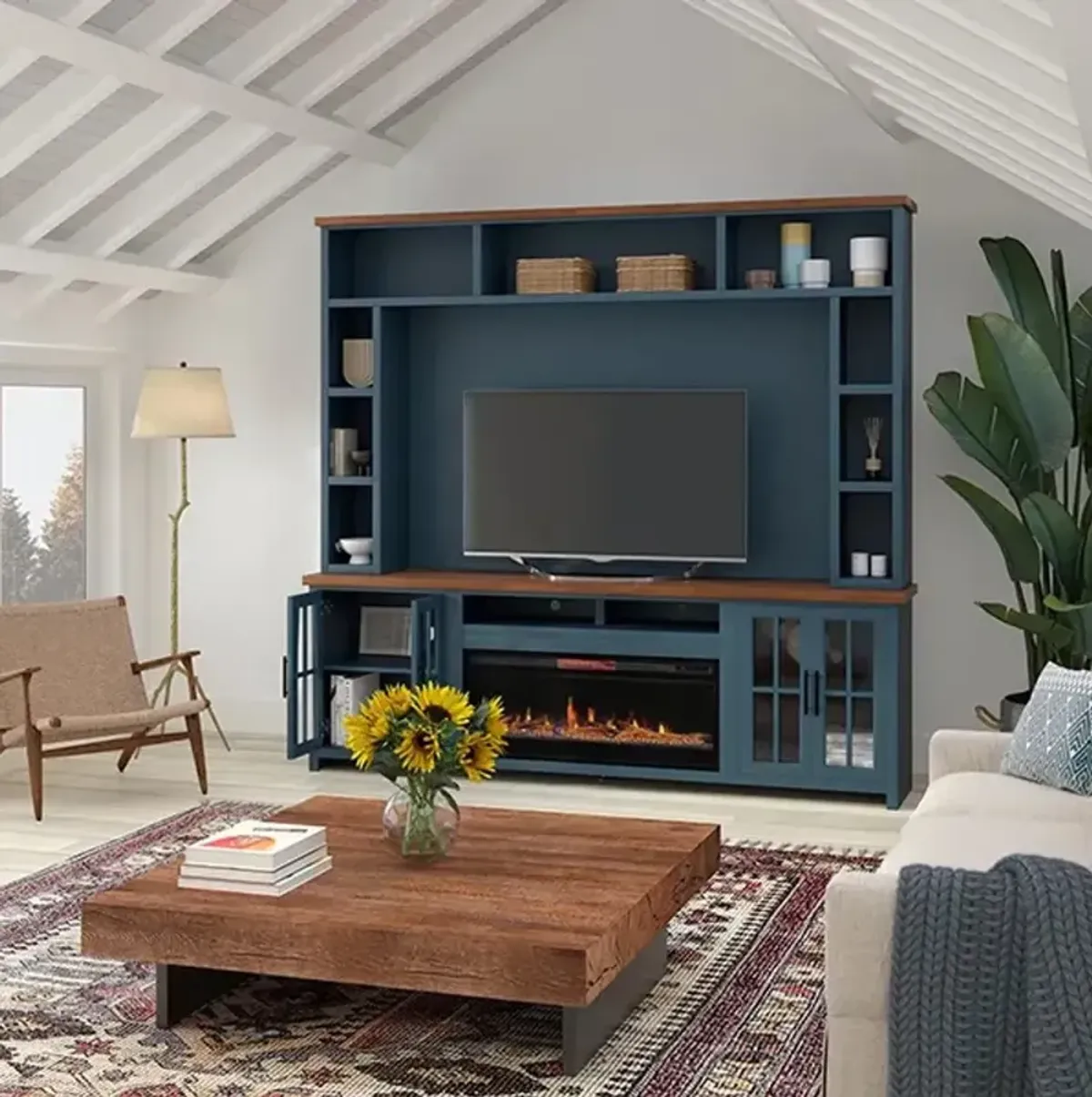 Nantucket Blue Fireplace Entertainment Wall