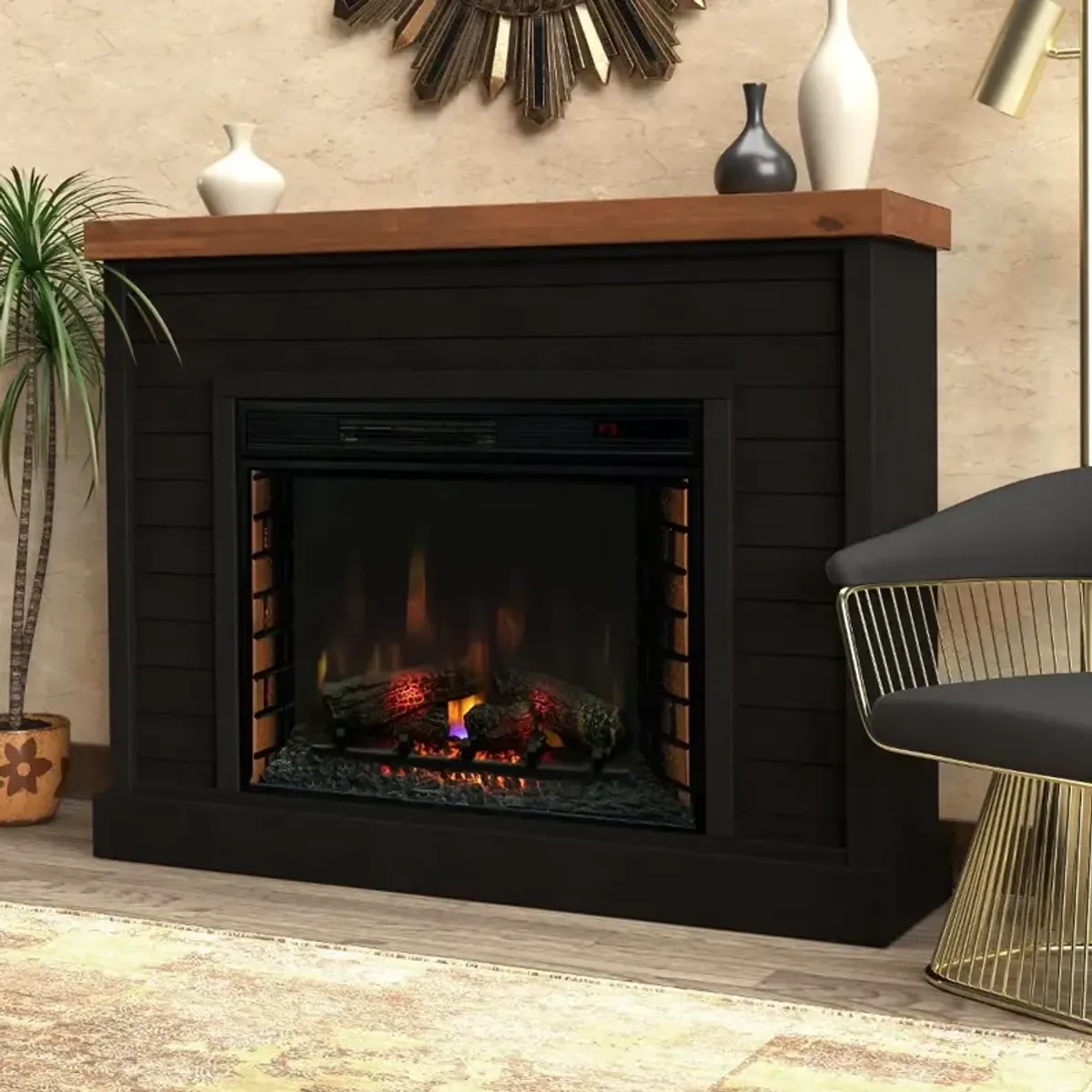 Washington Black 48" Fireplace Mantle