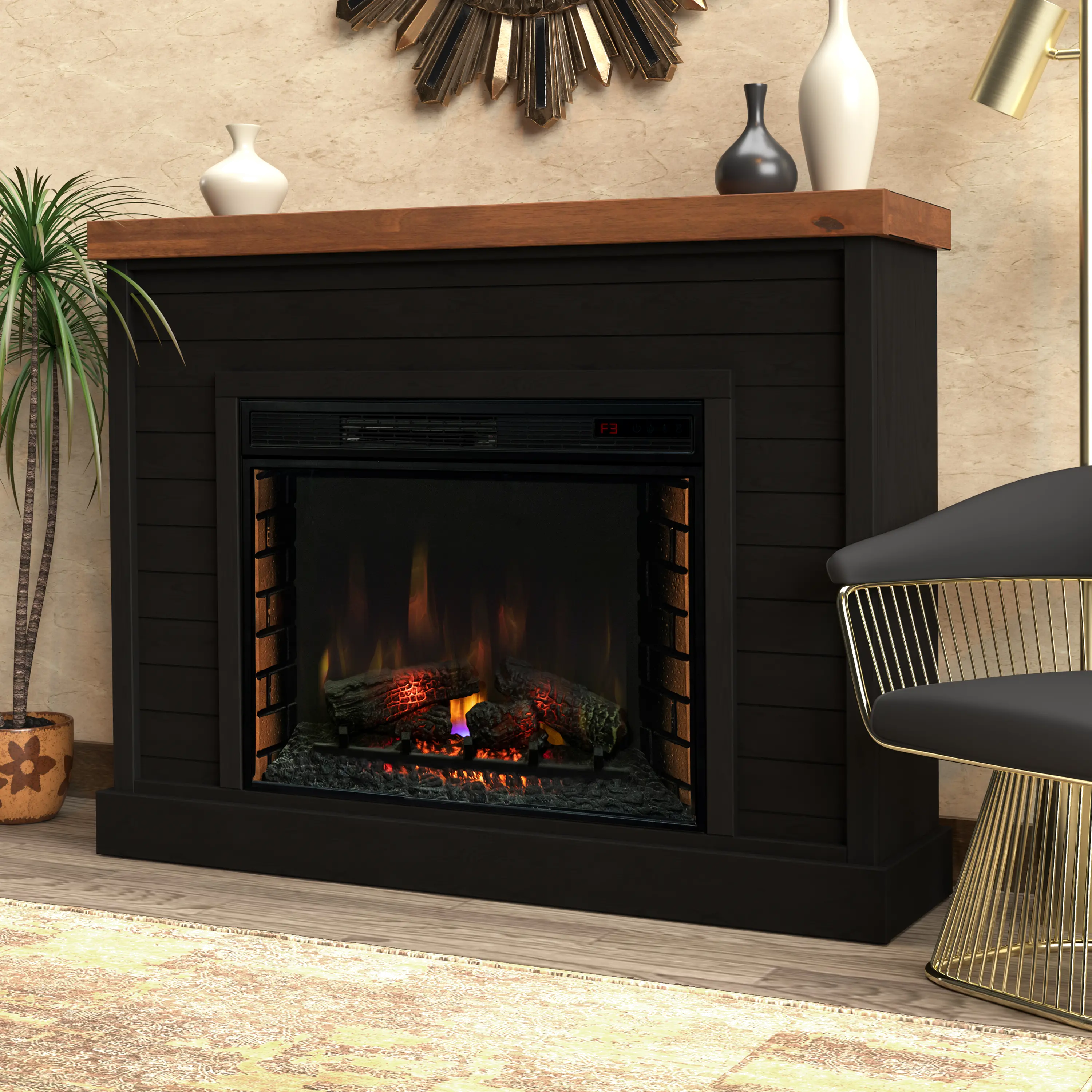 Washington Black 48" Fireplace Mantle