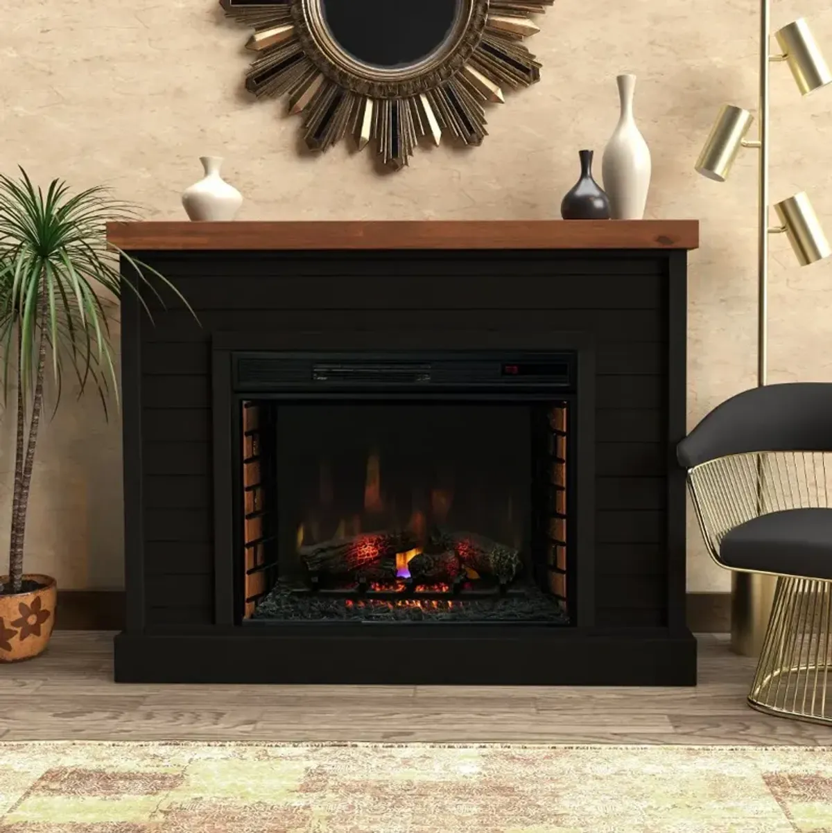 Washington Black 48" Fireplace Mantle