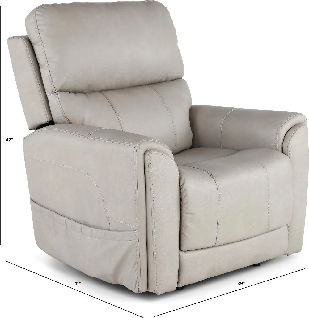 Damon Dove Gray Power Recliner with Heat and Massage