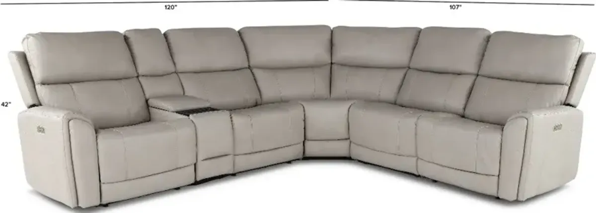 Damon Capriccio Dove 6-Piece Power Reclining Sectional with...