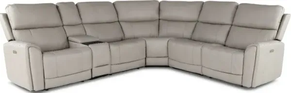 Damon Dove Gray 6-Piece Power Reclining Sectional with Wireless Charging