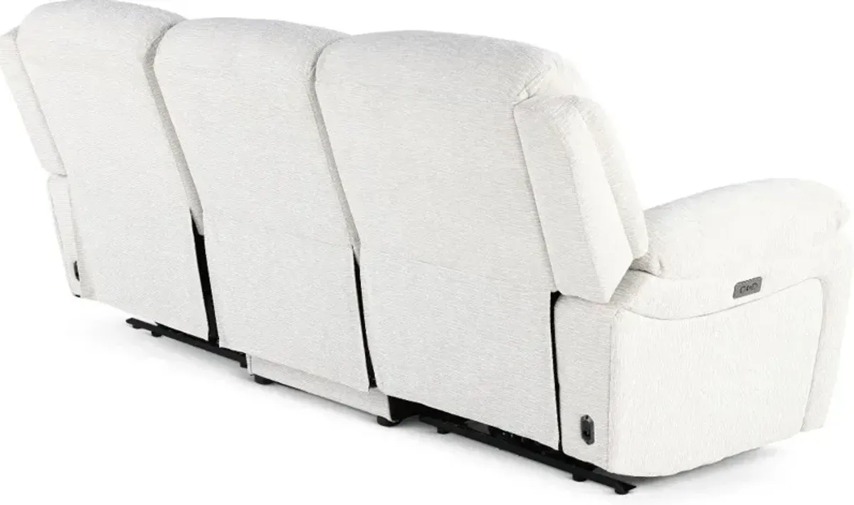 Birch Opal White Power Reclining Sofa