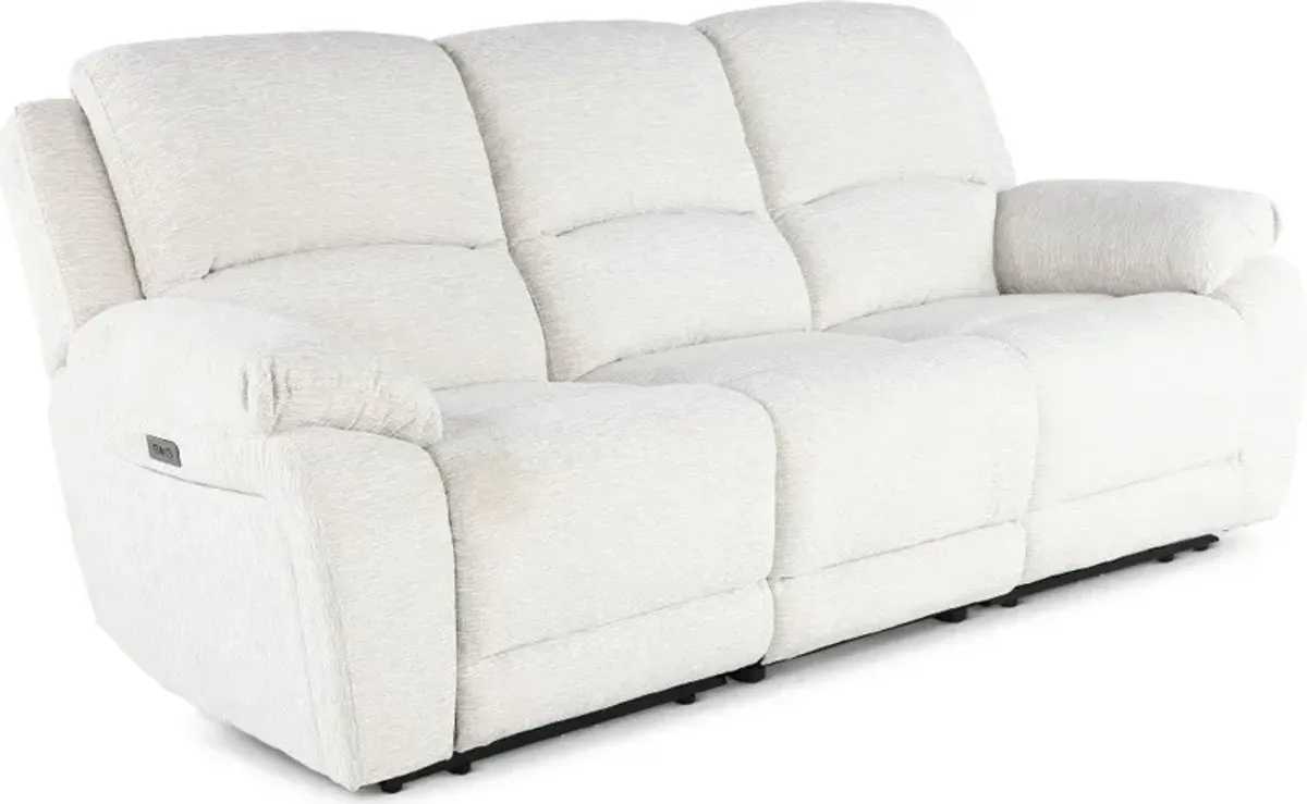 Birch Opal White Power Reclining Sofa