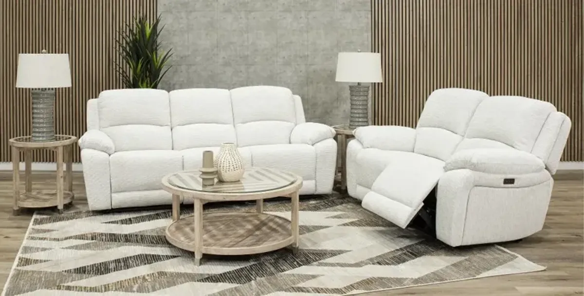 Birch Opal White Power Reclining Sofa