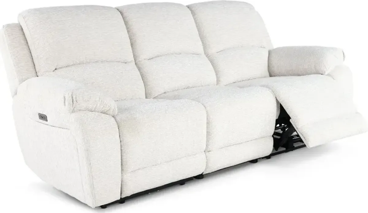 Birch Opal White Power Reclining Sofa