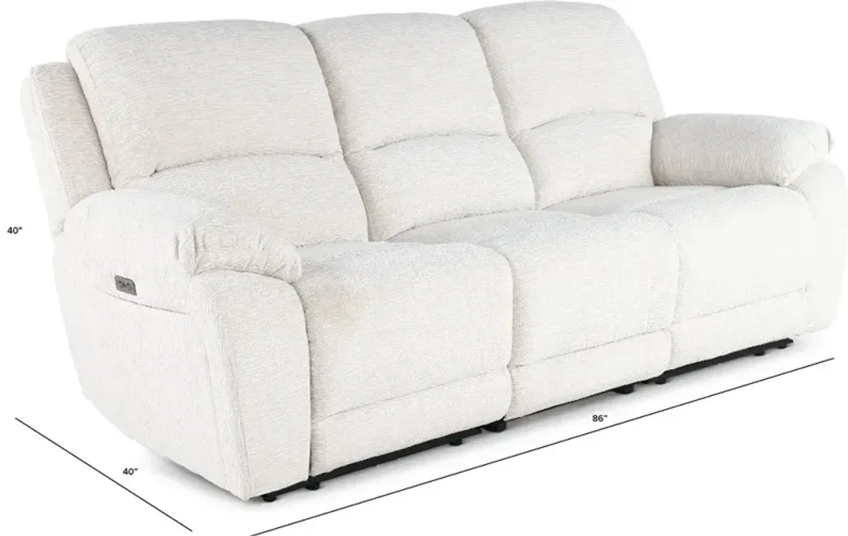 Birch Opal White Power Reclining Sofa