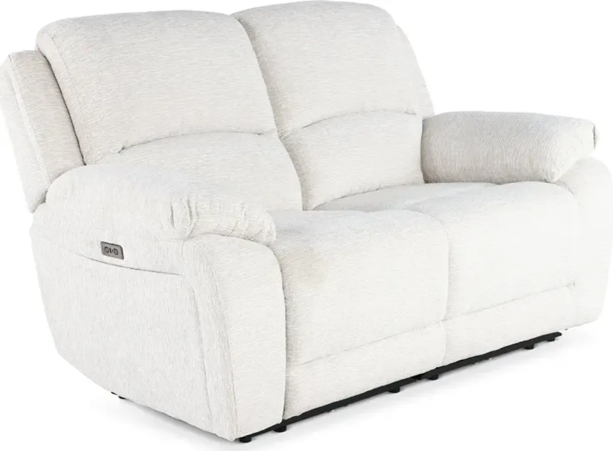 Birch Opal White Power Reclining Loveseat