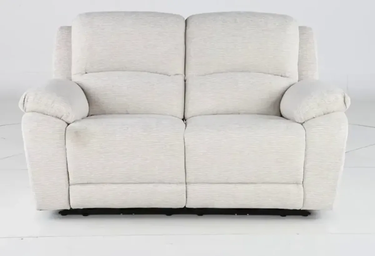 Birch Opal White Power Reclining Loveseat