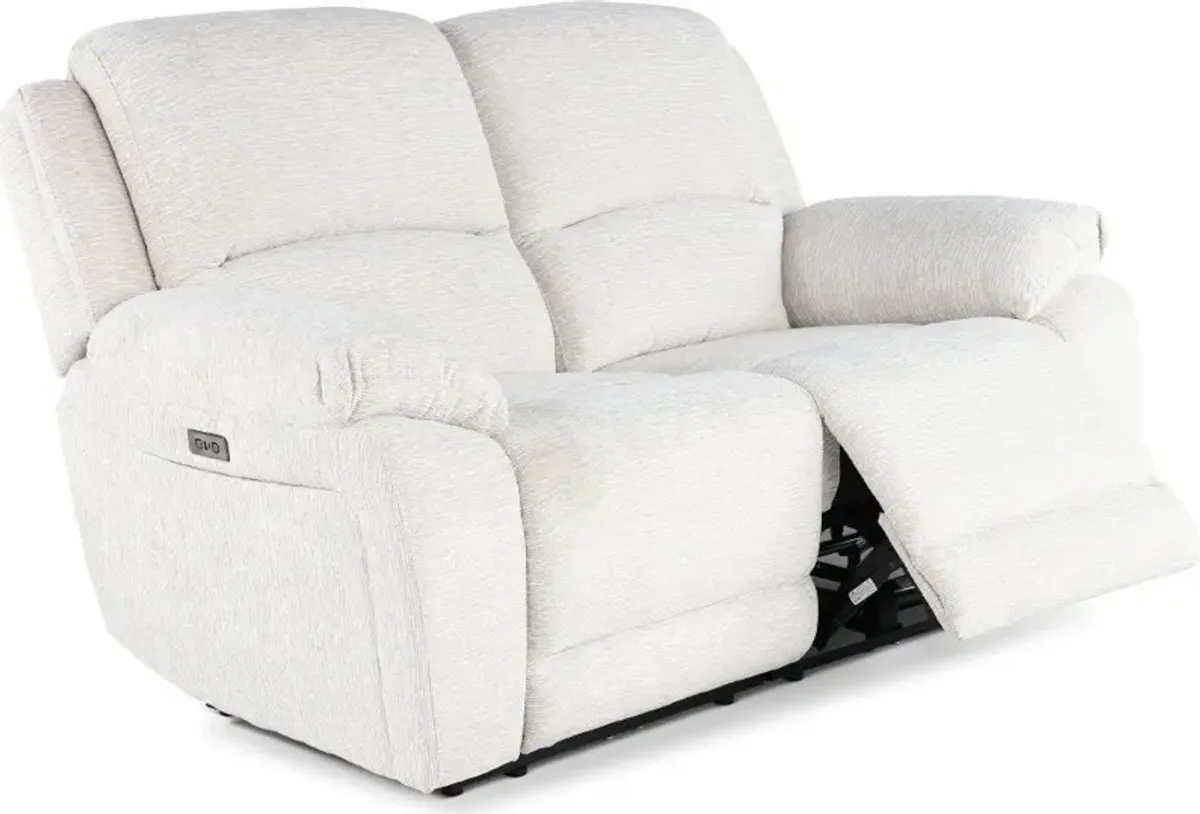 Birch Opal White Power Reclining Loveseat