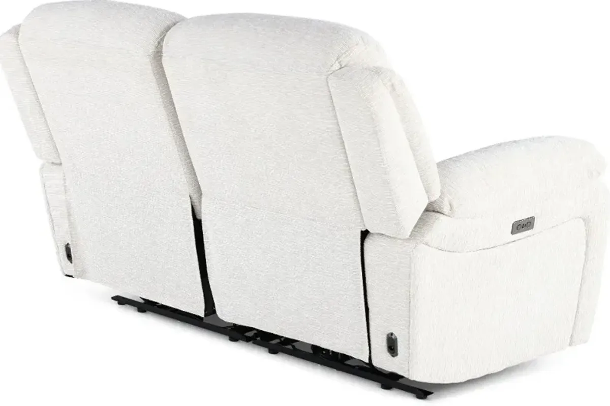 Birch Opal White Power Reclining Loveseat