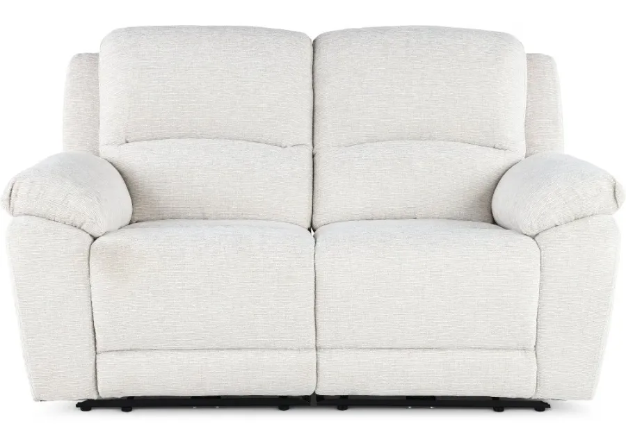 Birch Opal White Power Reclining Loveseat