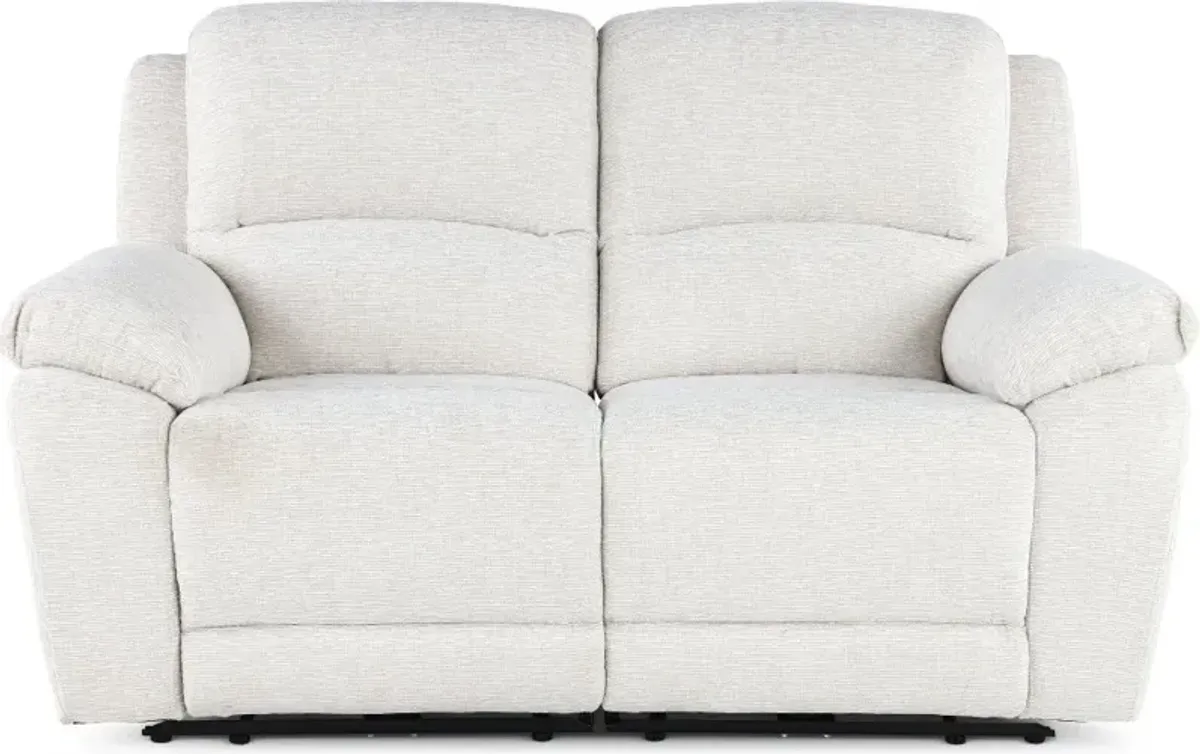 Birch Opal White Power Reclining Loveseat