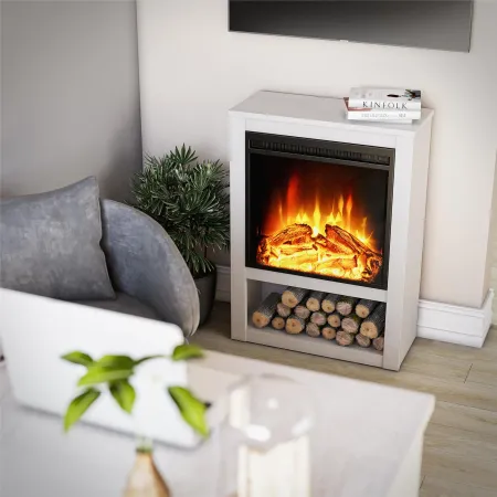 Clermont White Electric Fireplace