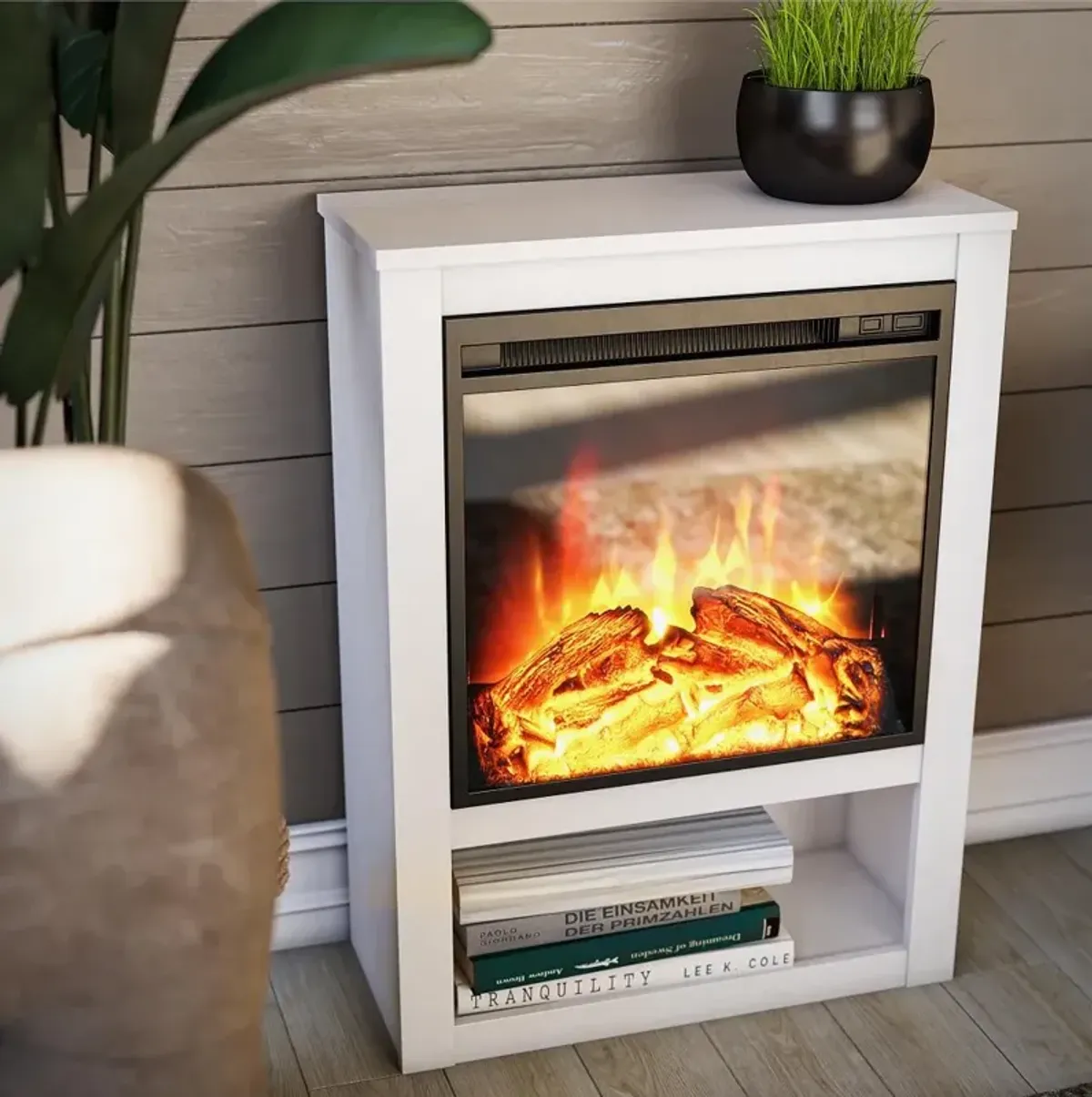 Clermont White Electric Fireplace