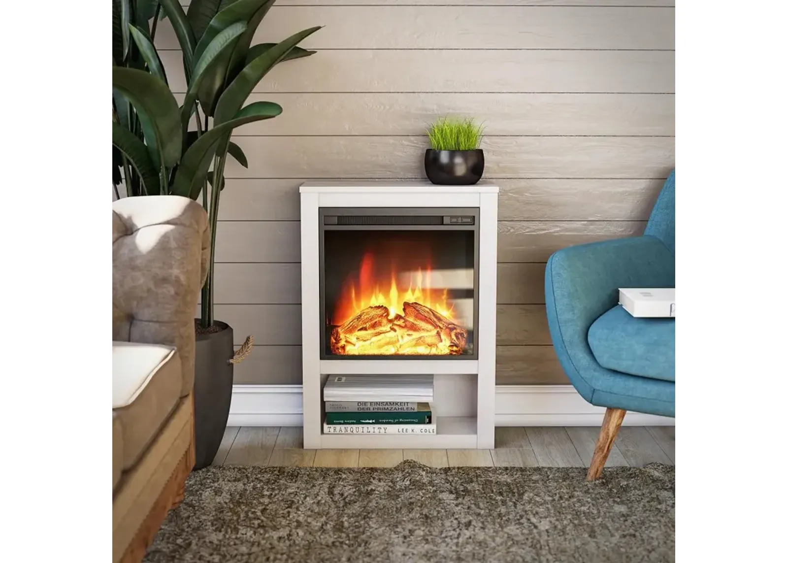 Clermont White Electric Fireplace