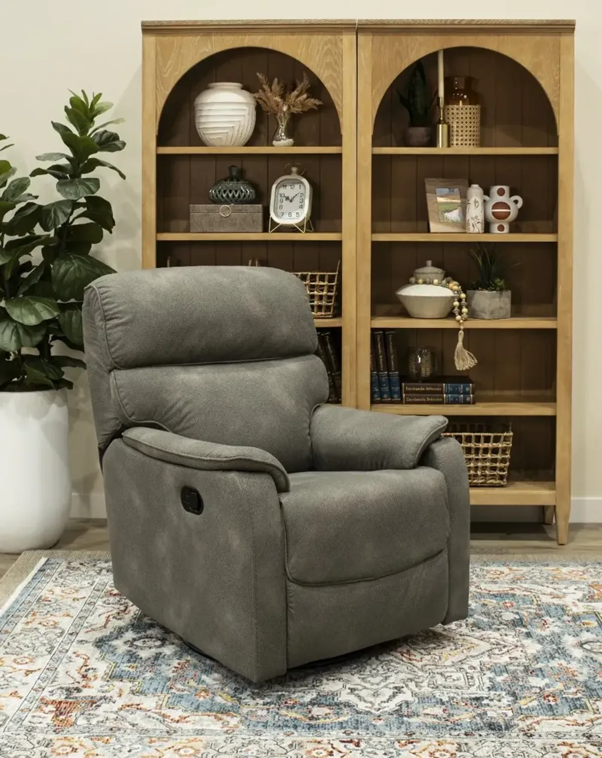 Vail Mineral Gray Swivel Recliner