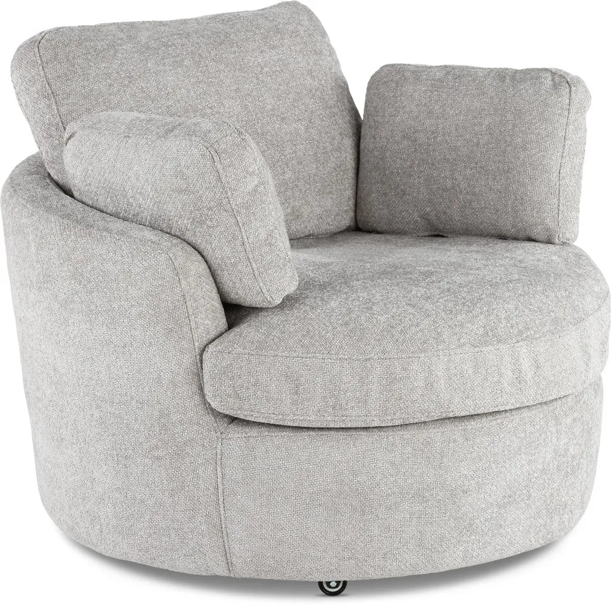 Slider Silver Swivel Barrel Chair