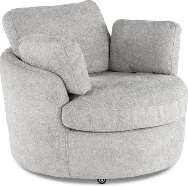 Slider Silver Swivel Barrel Chair