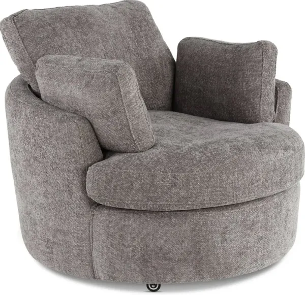 Slider Brown Swivel Barrel Chair