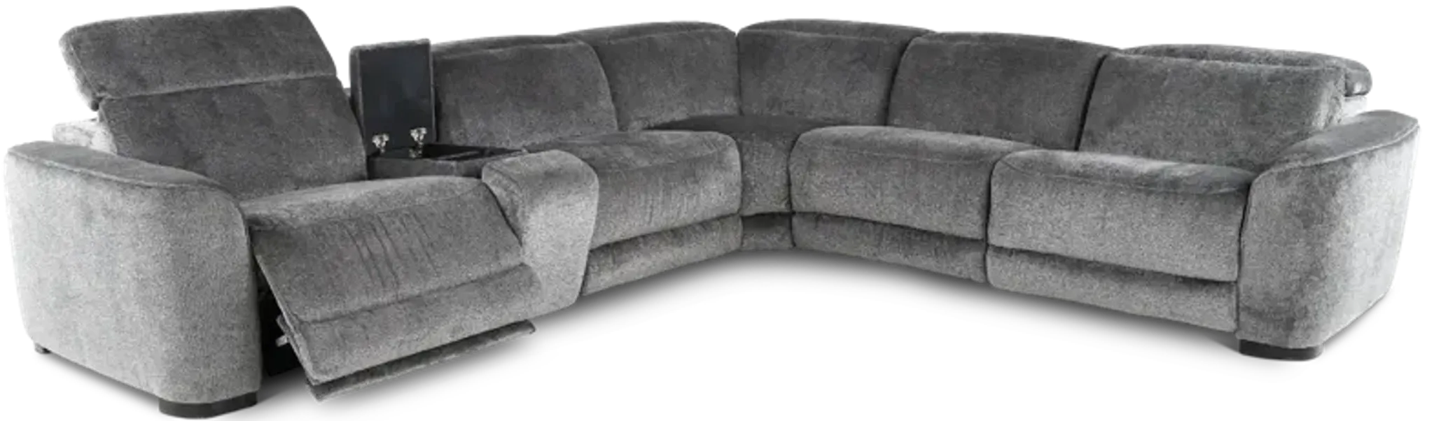 Waves Graphite 6 Piece Power Reclining Sectional | Furniture.com