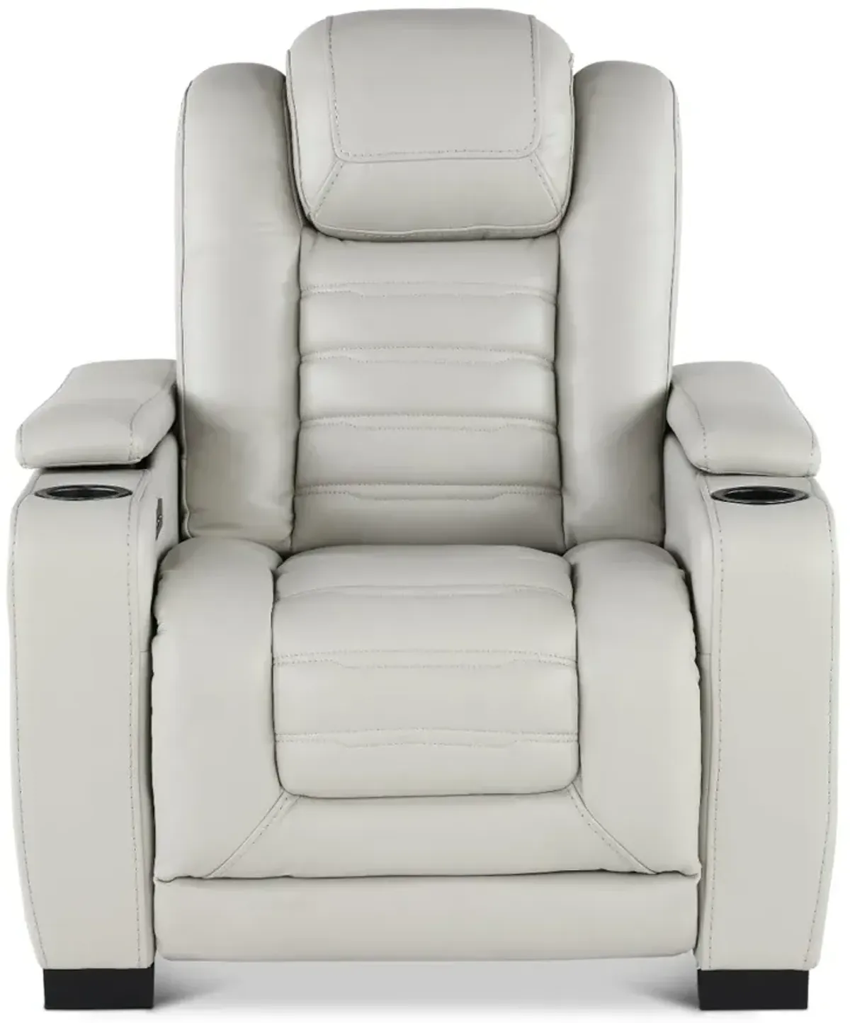 Transformer Light Gray Leather Power Recliner with Power Headrest