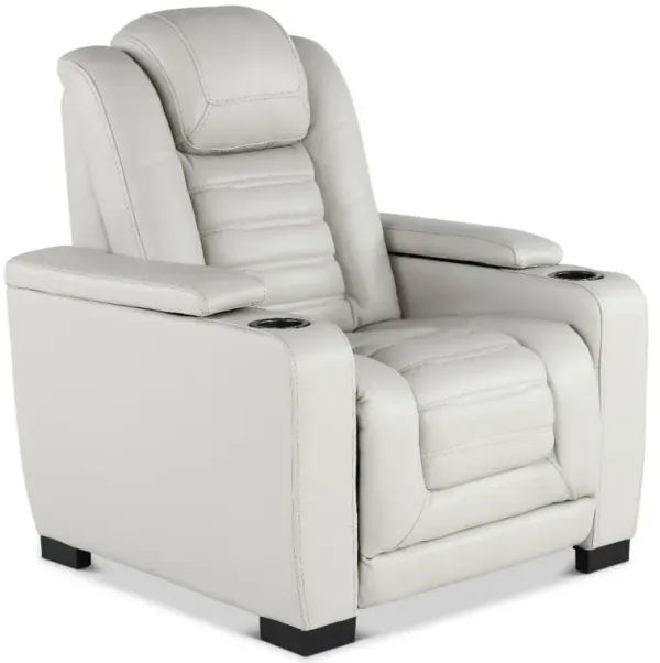 Transformer Light Gray Leather Power Recliner with Power Headrest