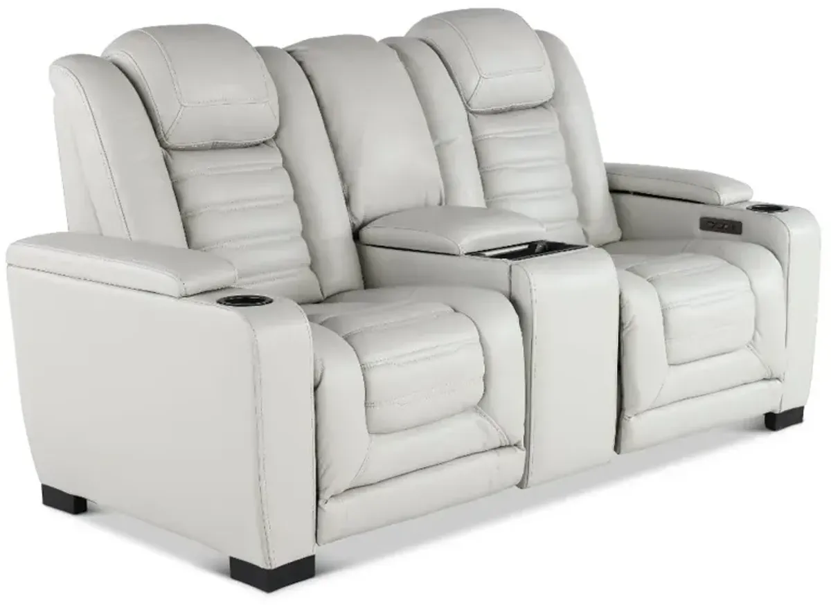 Transformer Light Gray Leather 3 Piece Power Reclining Loveseat