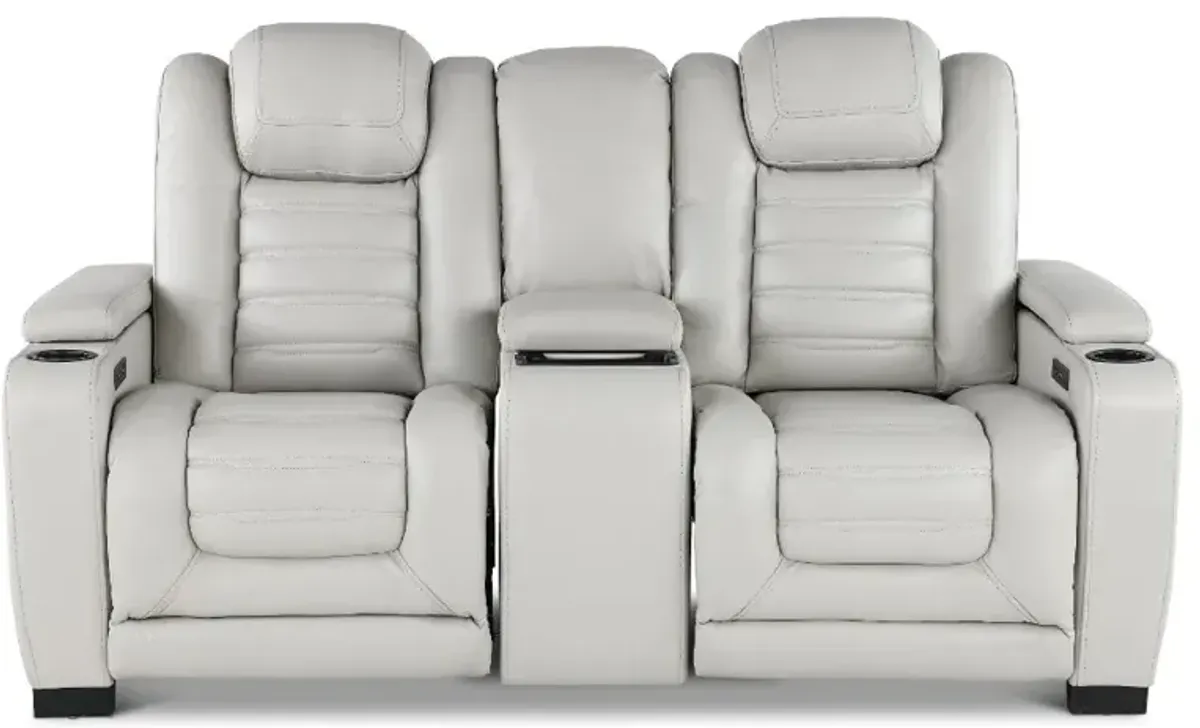 Transformer Light Gray Leather 3 Piece Power Reclining Loveseat