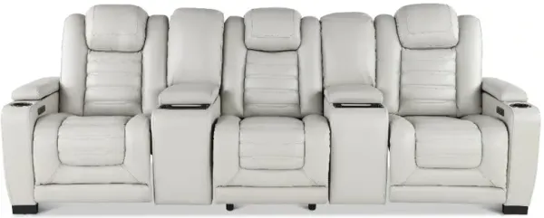 Transformer Light Gray Leather 5 Piece Power Reclining Home Theater Seating