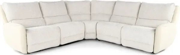 Buffy Eggshell & Cream 5 Piece Power Reclining Sectional