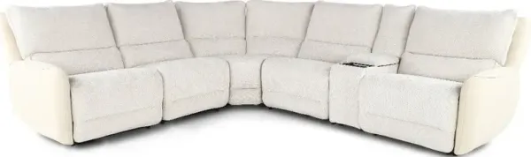 Buffy Eggshell & Cream 6 Piece Power Reclining Sectional