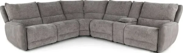 Buffy Brown & Charcoal 6 Piece Power Reclining Sectional