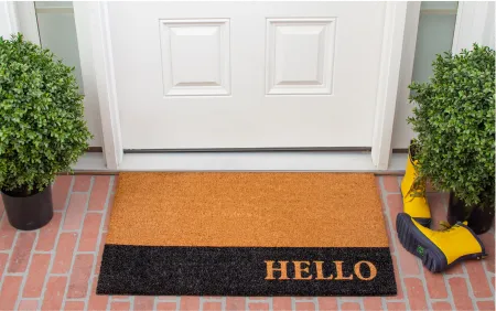 Hello Black Stripe Doormat